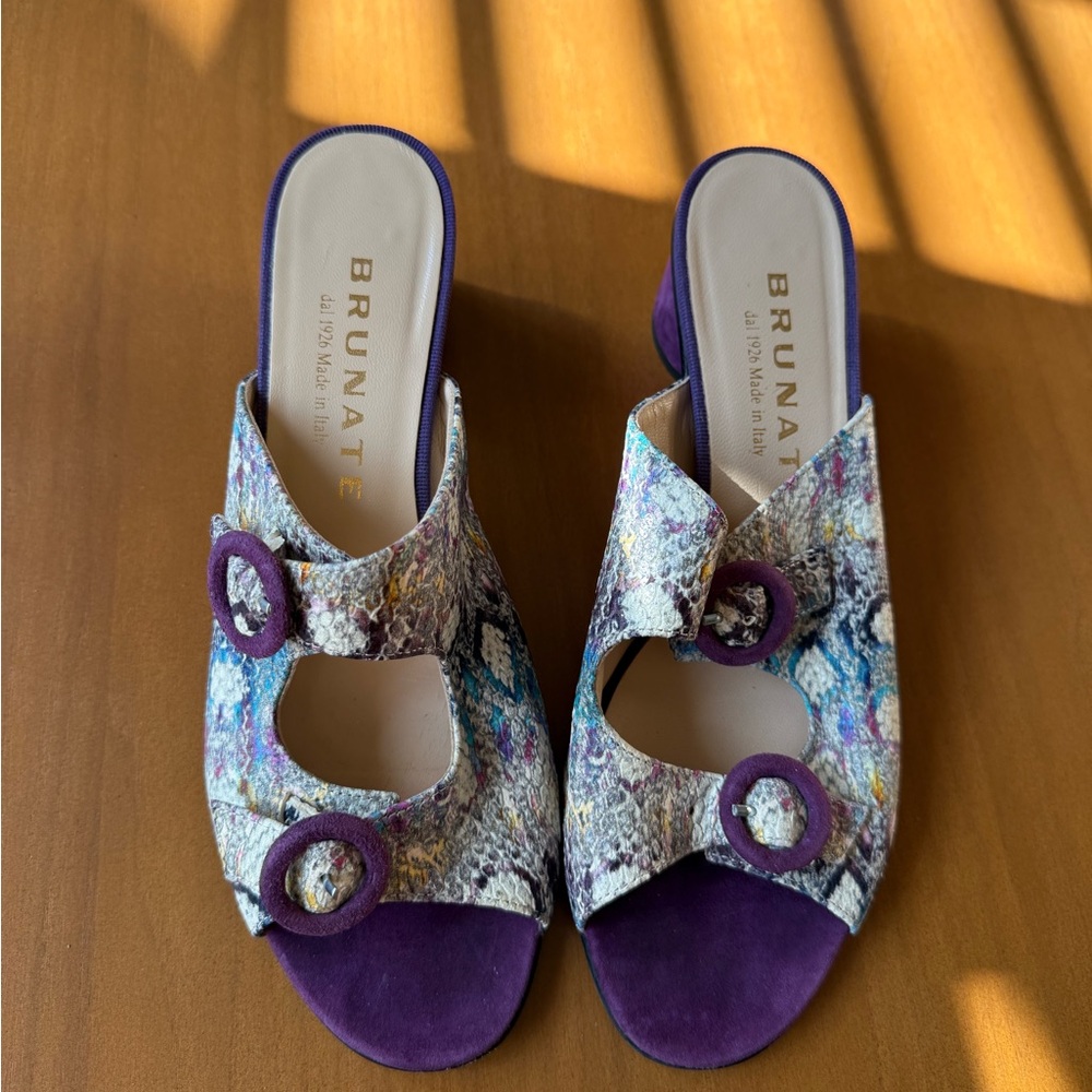 Brunate Made‎ in Italy Women's Purple and Multicolor Slide Sandals